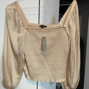 JCrew Satin Smocked Top